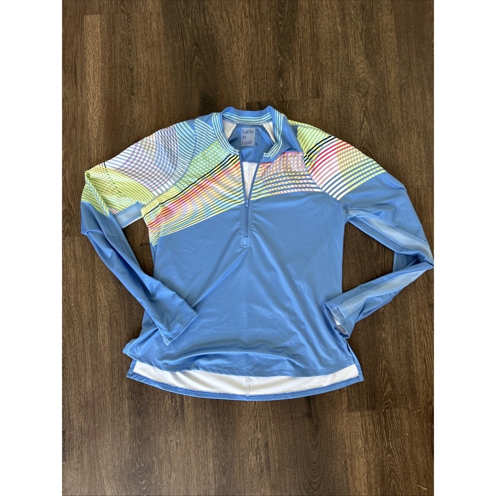 Lucky In Love 1/2 Zip Thumb hole Shirt Jacket M Tennis Athletic Vented Top MINT